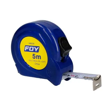 [142121] Flexómetro con carcasa de plástico azul 5 m x 3/4"