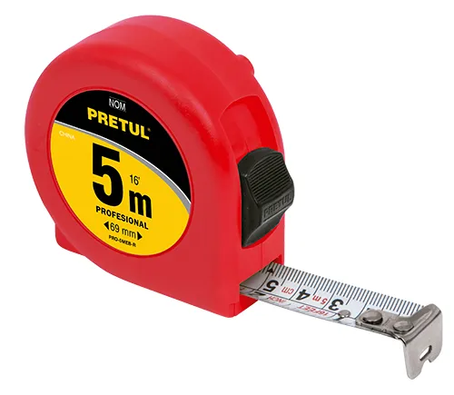 [142126] Flexómetro con carcasa de plástico rojo 5 m x 3/4"