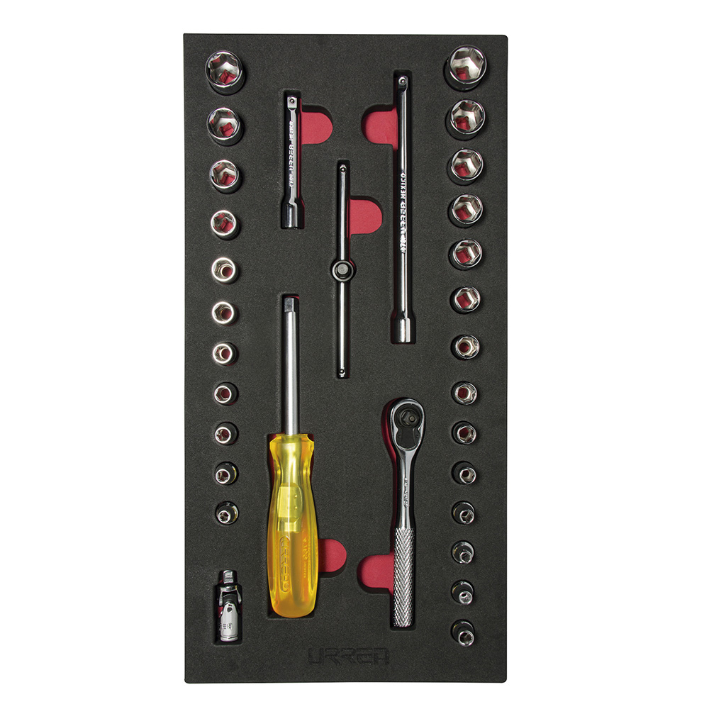Juego de dados cortos y accesorios cuadro de 1/4" combinados, 31 piezas