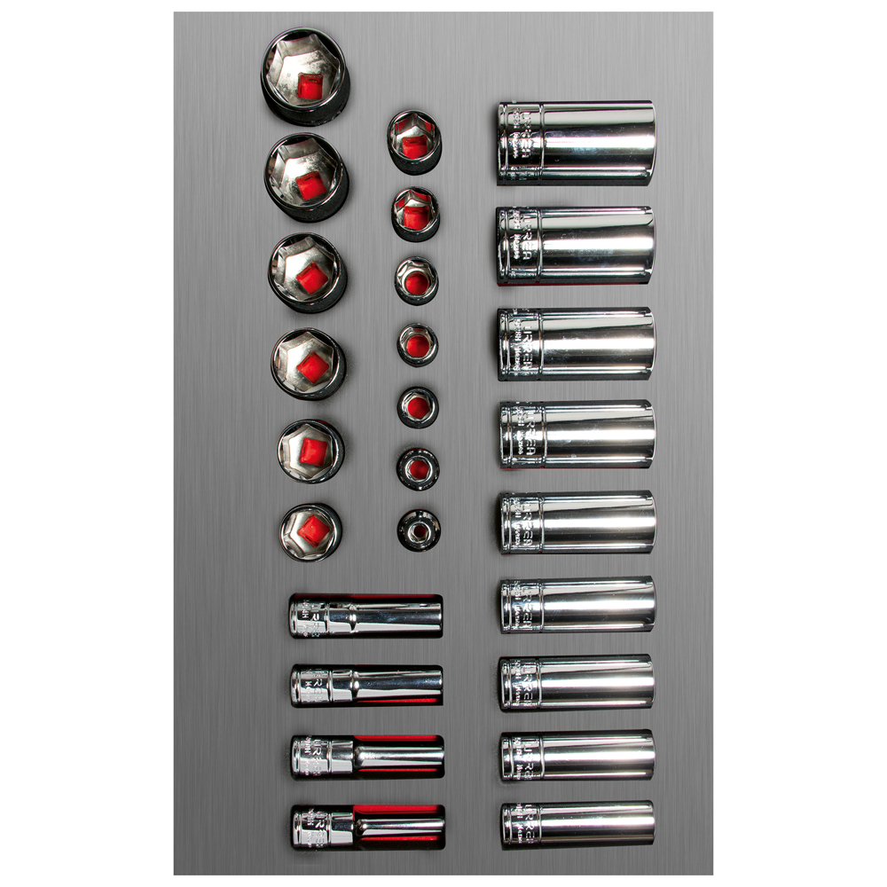 [CH106L] Juego de dados cortos y largos cuadro de 3/8" en pulgadas, 26 piezas