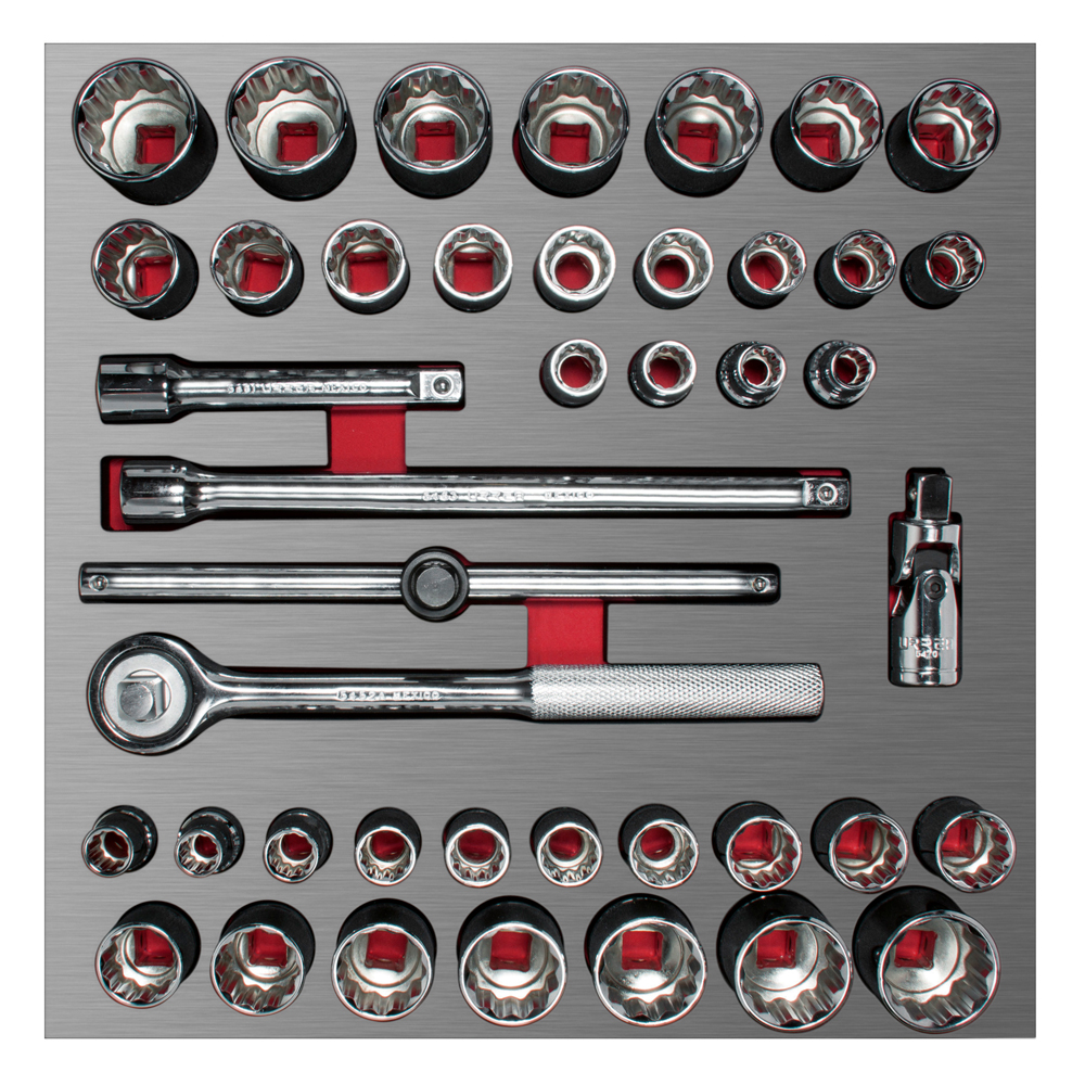 Juego de dados cortos y accesorios de 1/2" combinados, 42 piezas