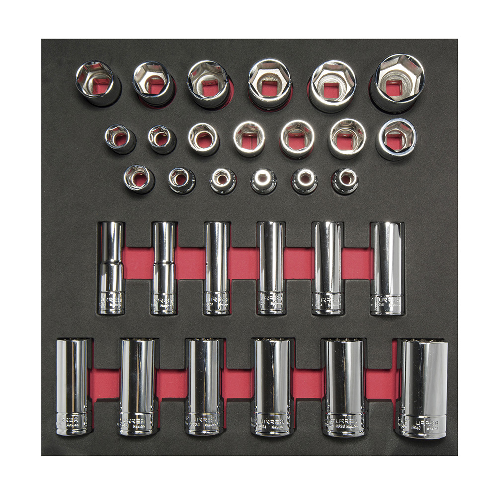 Juego de dados cortos y largos cuadro de 1/2" en pulgadas, 31  piezas