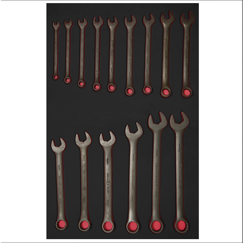 [CH306] Juego de 15 llaves combinadas fosfatizadas métricas