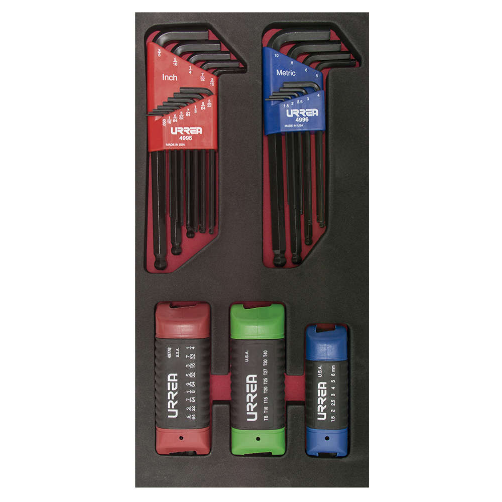 Juego de 46 llaves hexagonales y tipo navaja en pulgadas, métricas y Torx