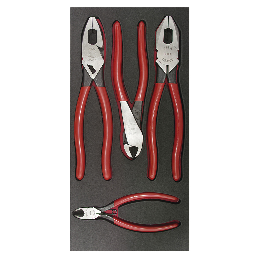 Juego de 4 pinzas de electricista con bandeja EVA