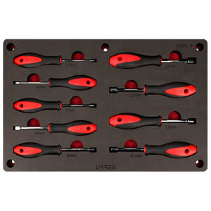 [CH275P] Juego de destornilladores mango bimaterial de caja combinados, 9 piezas