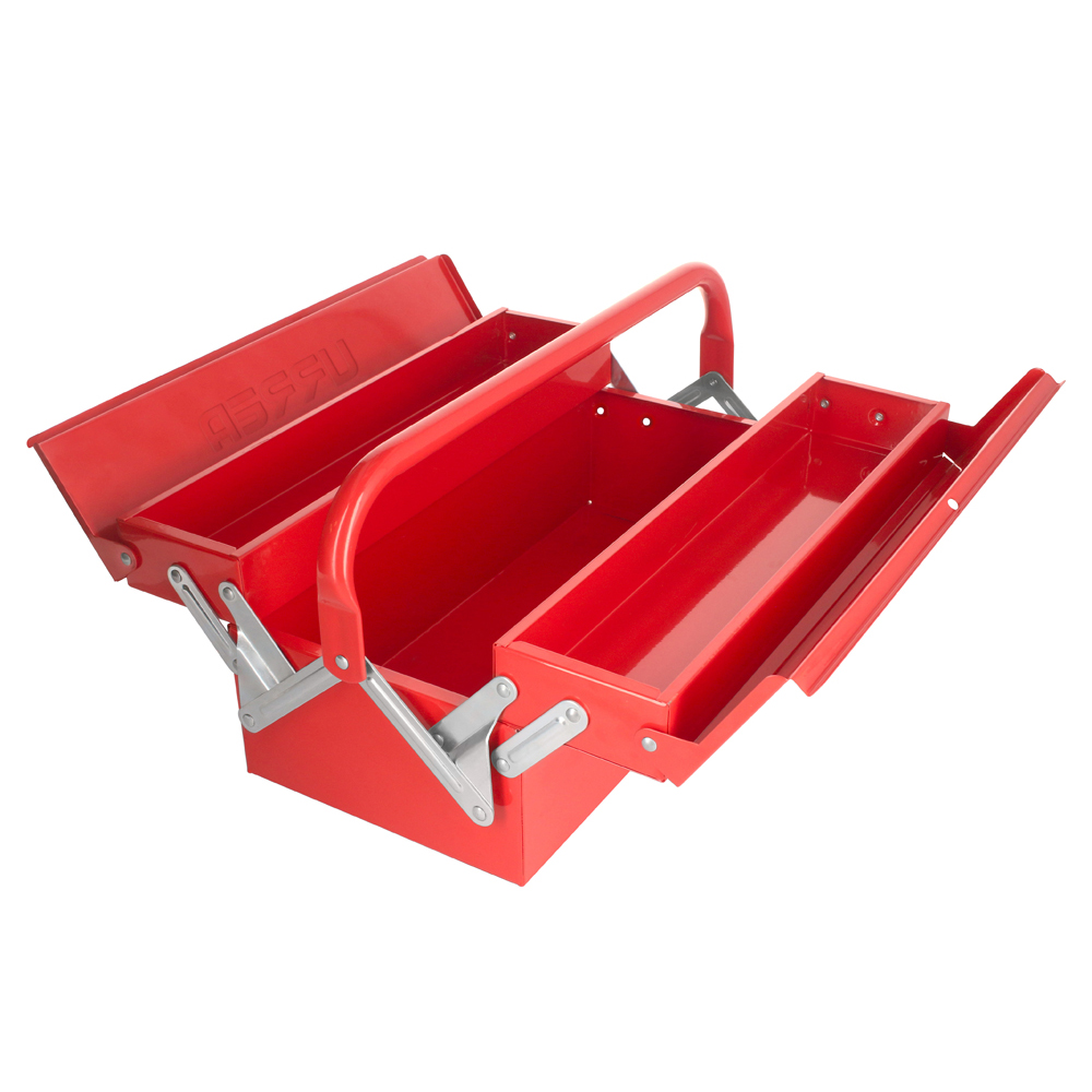 Caja portaherramientas metálica tipo acordeón roja 7" x 16" x 6"