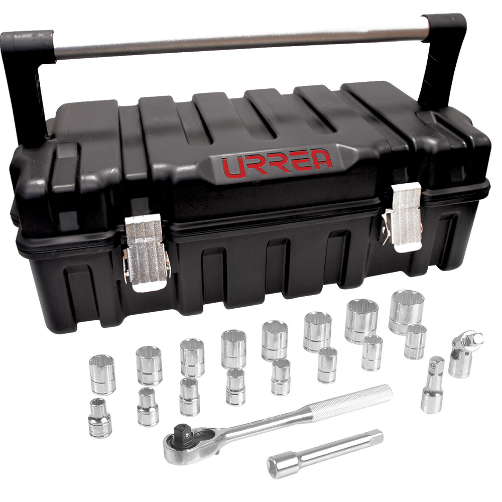 Juego de dados y accesorios cuadro de 1/2" en pulgadas, 21 piezas