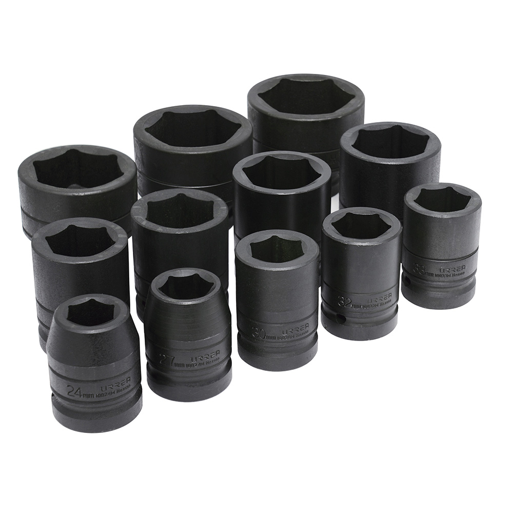 [15201] Juego de dados de impacto cuadro de 1", 6 puntas, métricos, 12 piezas