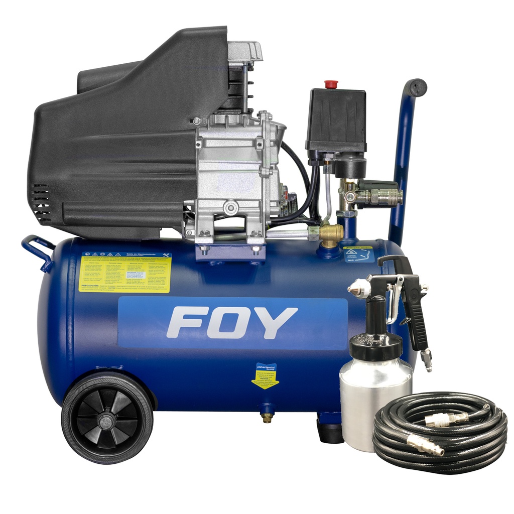 [COMP325K] Compresor de aire eléctrico lubricado 25 Lt 1.5 HP 127 V con pistola y manguera