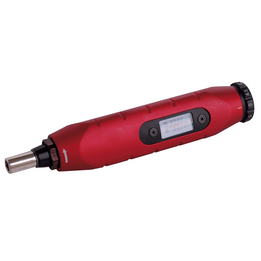 Destornillador de torque microajustable con mango plástico cuadro de 1/4", 3-15 in-lb