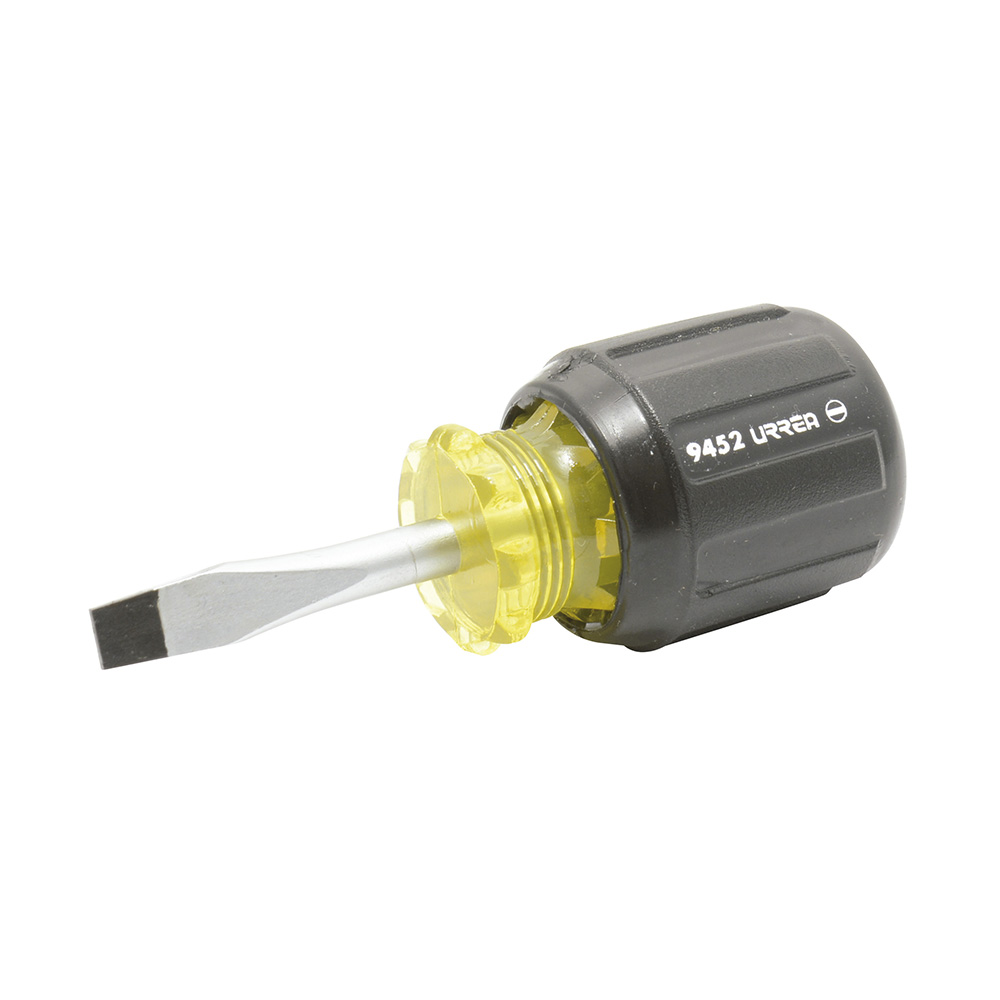Destornillador con mango cushion grip, tipo trompo punta plana barra redonda 1/4" x 1-1/2"