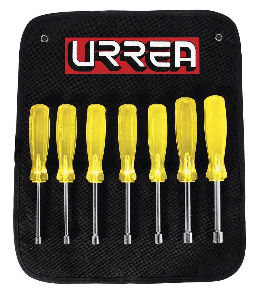 Juego de destornilladores con mango ámbar, de caja métricos, 7 piezas