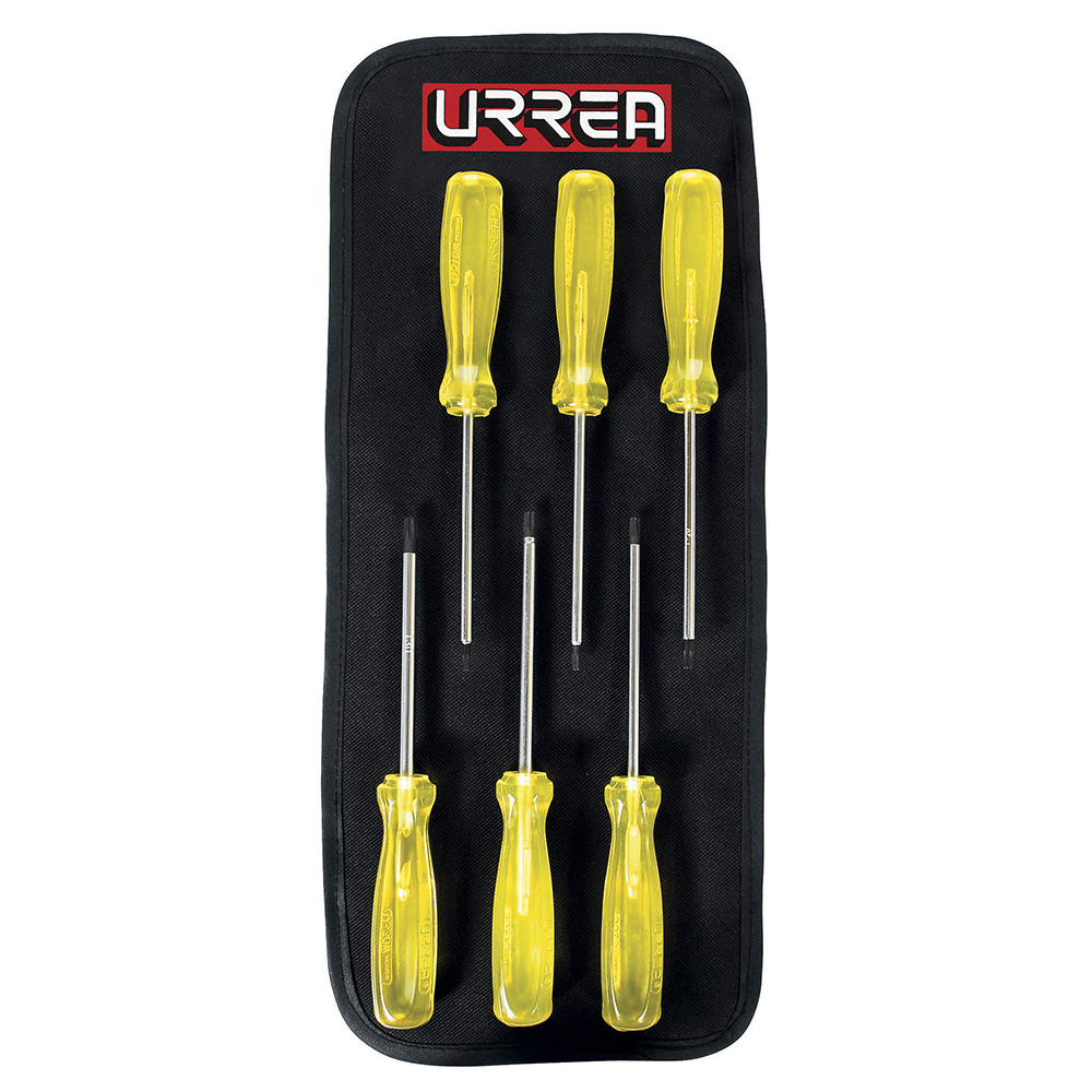 Juego de destornilladores con mango ámbar, punta torx, 6 piezas
