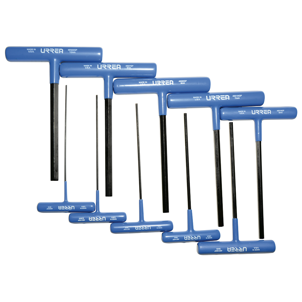 Juego de 10 llaves hexagonales cortas tipo "T" ergonómicas, métricas