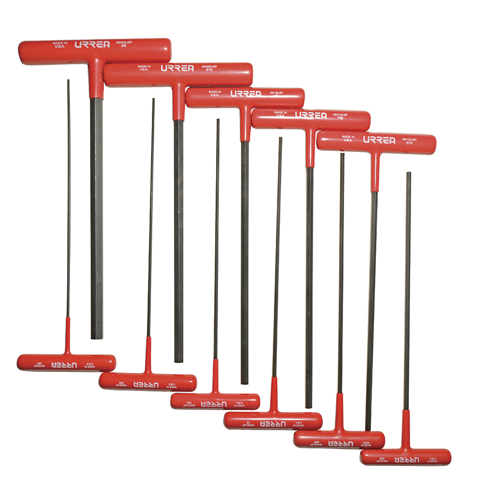 Juego de 11 llaves hexagonales tipo "T" ergonómicas, en pulgadas