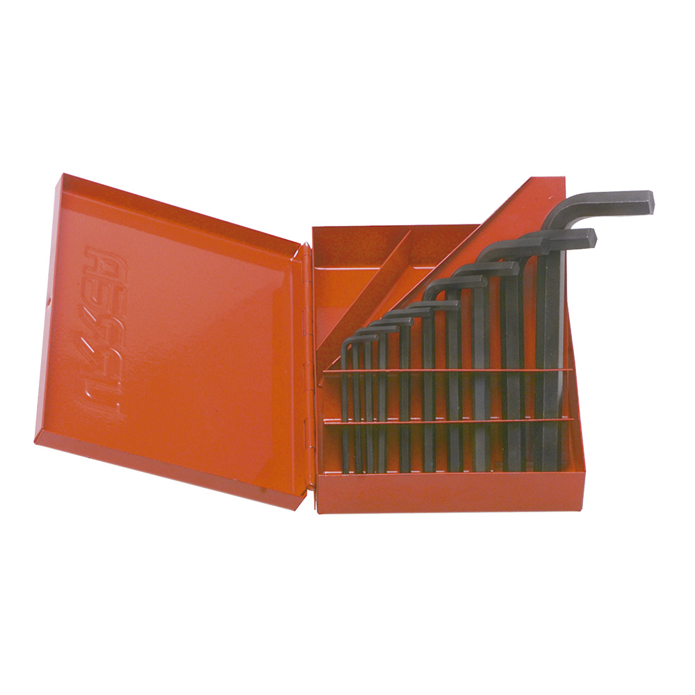 Juego de 10 llaves hexagonales tipo "L", métricas, en caja