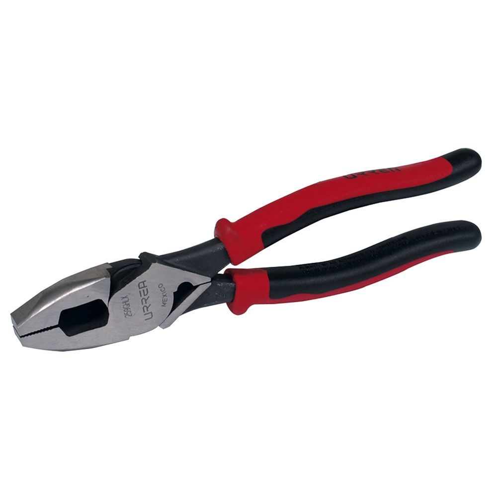 Pinza con mango bimaterial de 9-3/8" corte lateral con poncha cable alta palanca