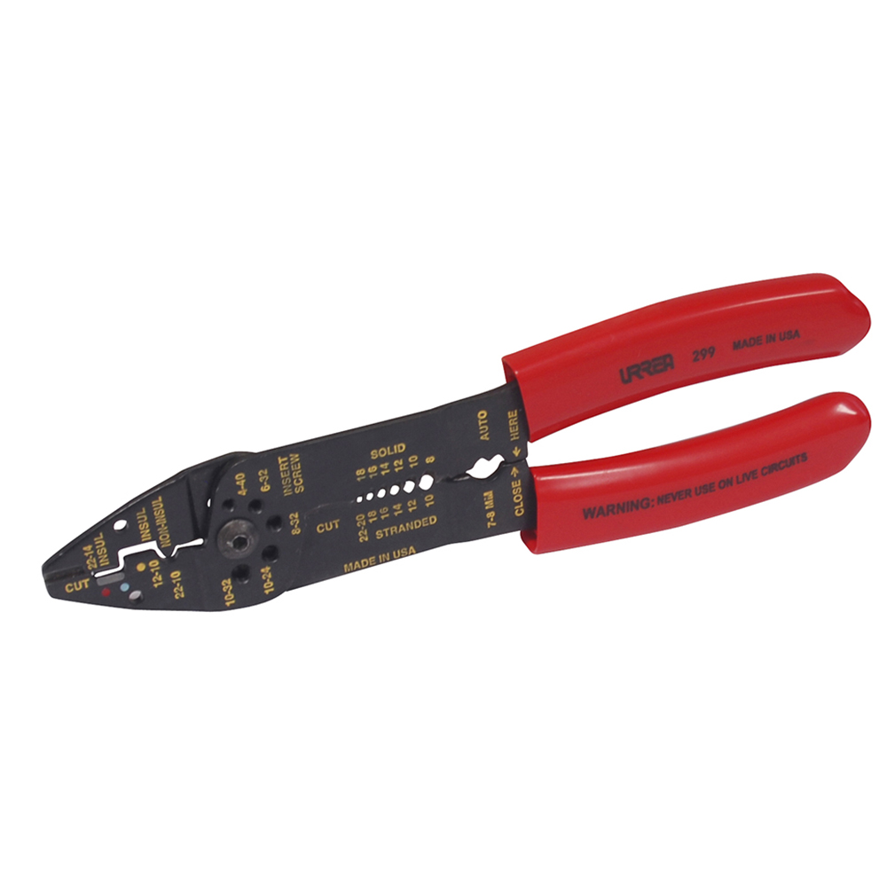 Pinza con mango air cushion pelacable 10-22 AWG de 8-3/4" poncha terminales y corta tornil