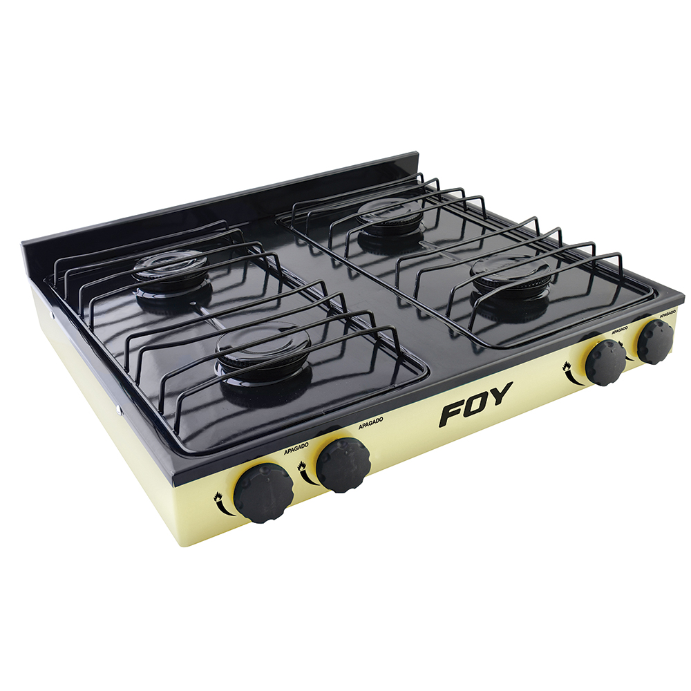 [144706] Estufa de gas 4 quemadores de acero inoxidable color beige