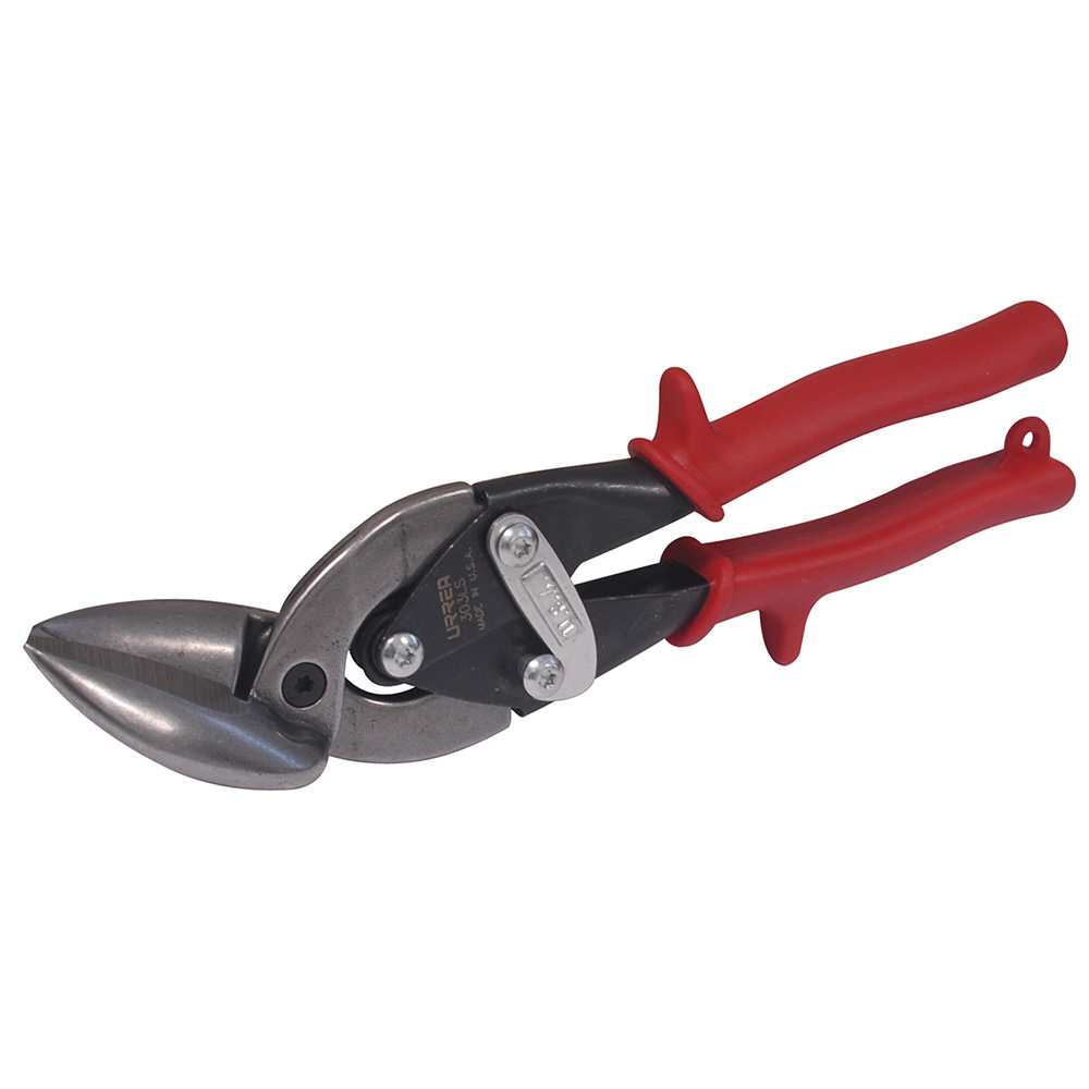 Tijeras con mango rubber grip para hojalatero tipo aviación acodada 15° izquierda, 10"