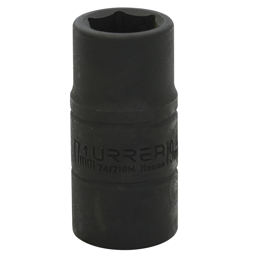 Dado de impacto corto doble boca métrico cuadro de 1/2", 17 x 19 mm
