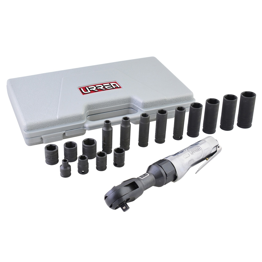 Juego de matraca neumática y dados cuadro de 3/8" en pulgadas , 14 piezas