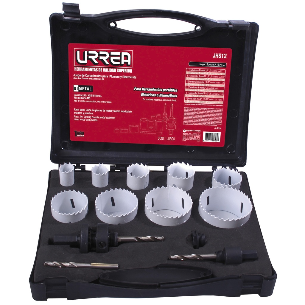 Juego de cortacírculos bimetálicos, 12 piezas