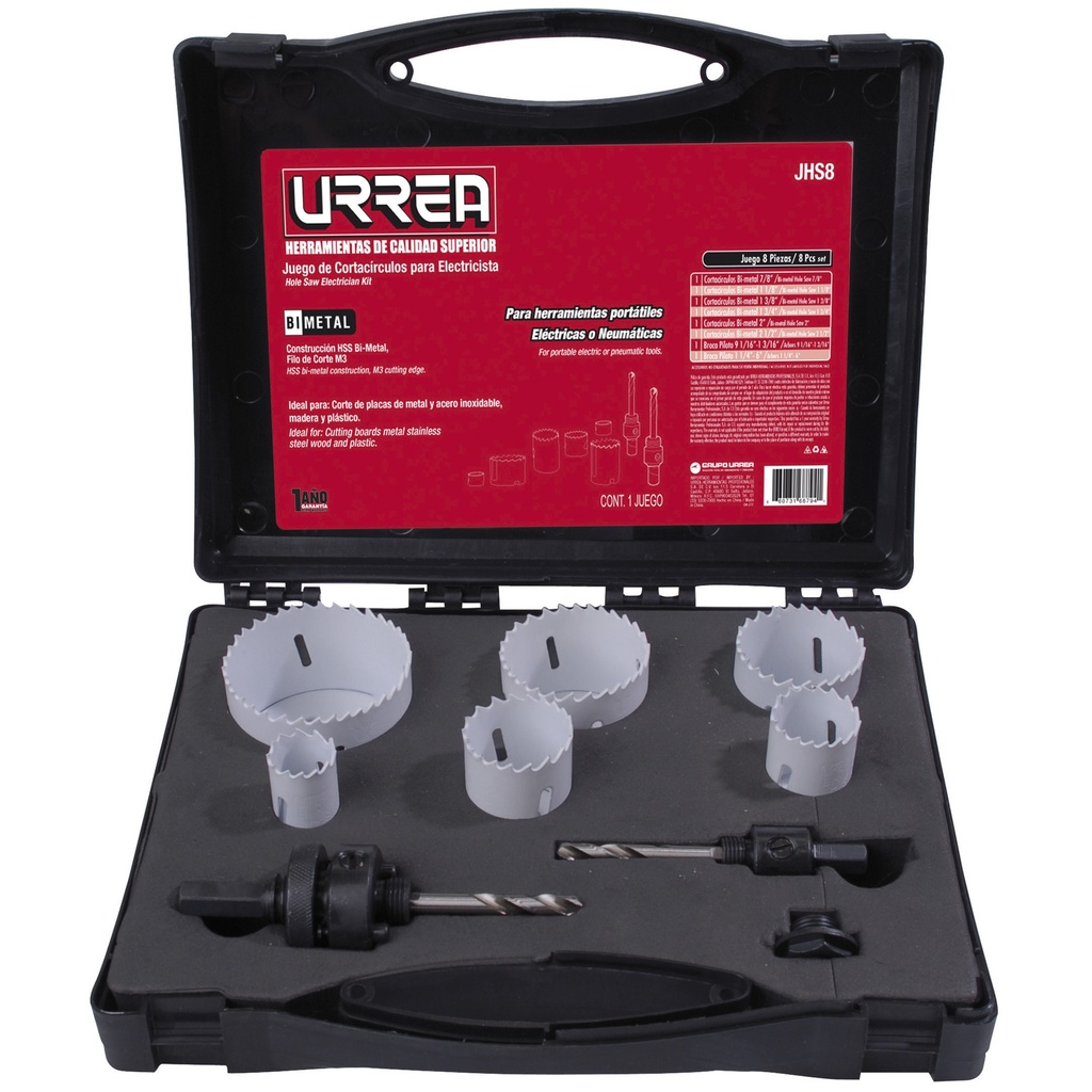 Juego de cortacírculos bimetálicos, 8 piezas