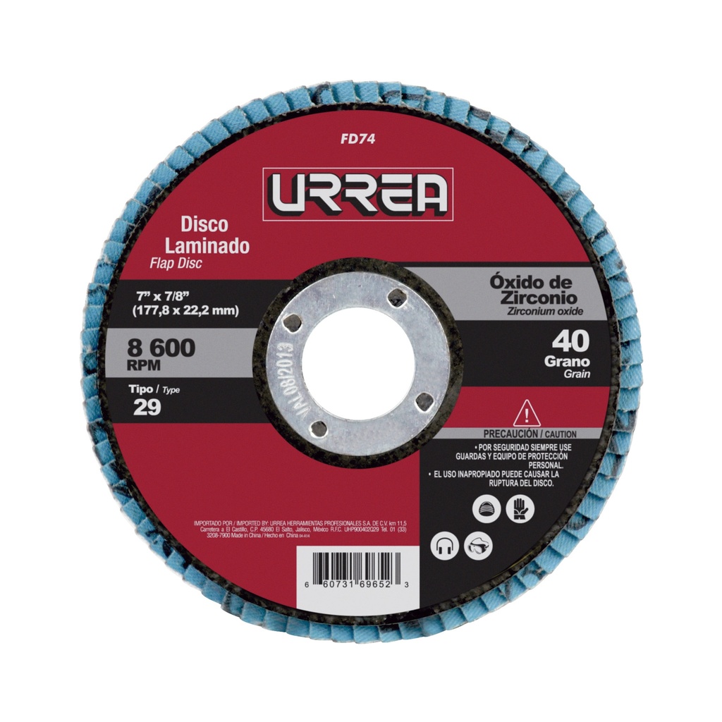 Disco laminado tipo 29 grano 40, 7"