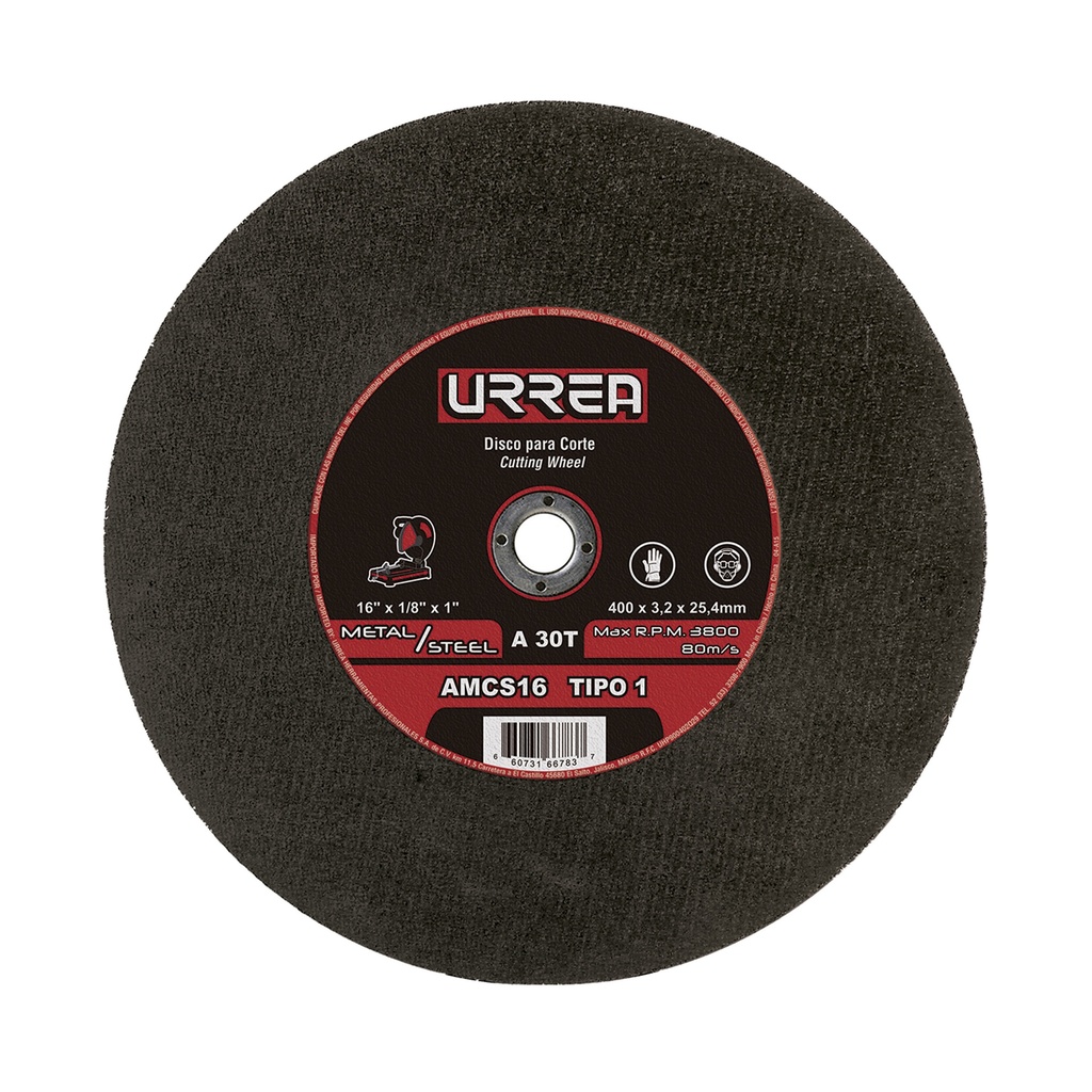 Disco abrasivo tipo 1 para metal 16" x 1/8"