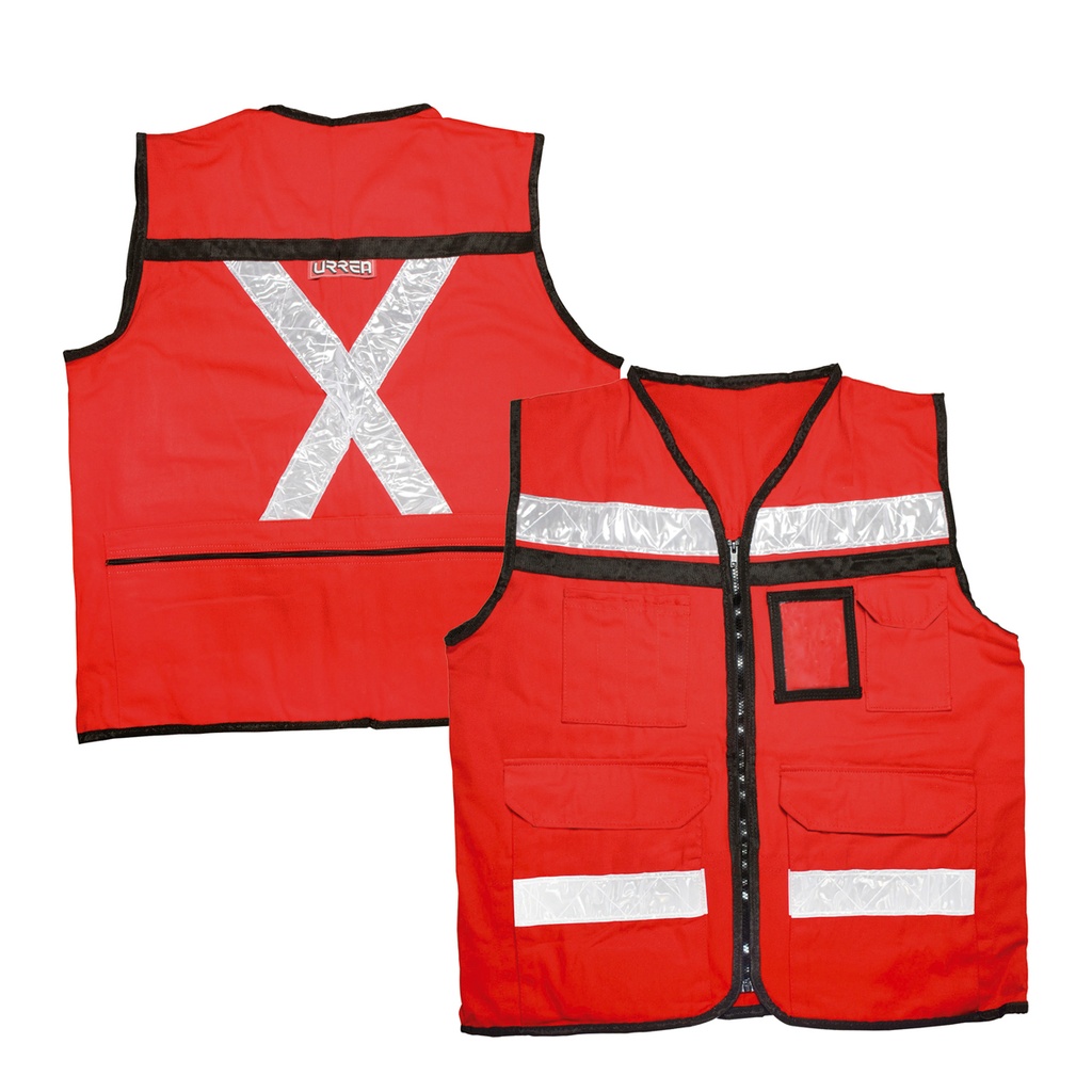 Chaleco de seguridad tipo supervisor abierto con reflejante rojo EG