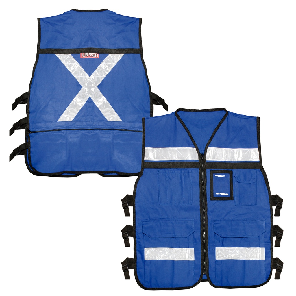 [USCH23] Chaleco de seguridad tipo supervisor cerrado con reflejante azul EG