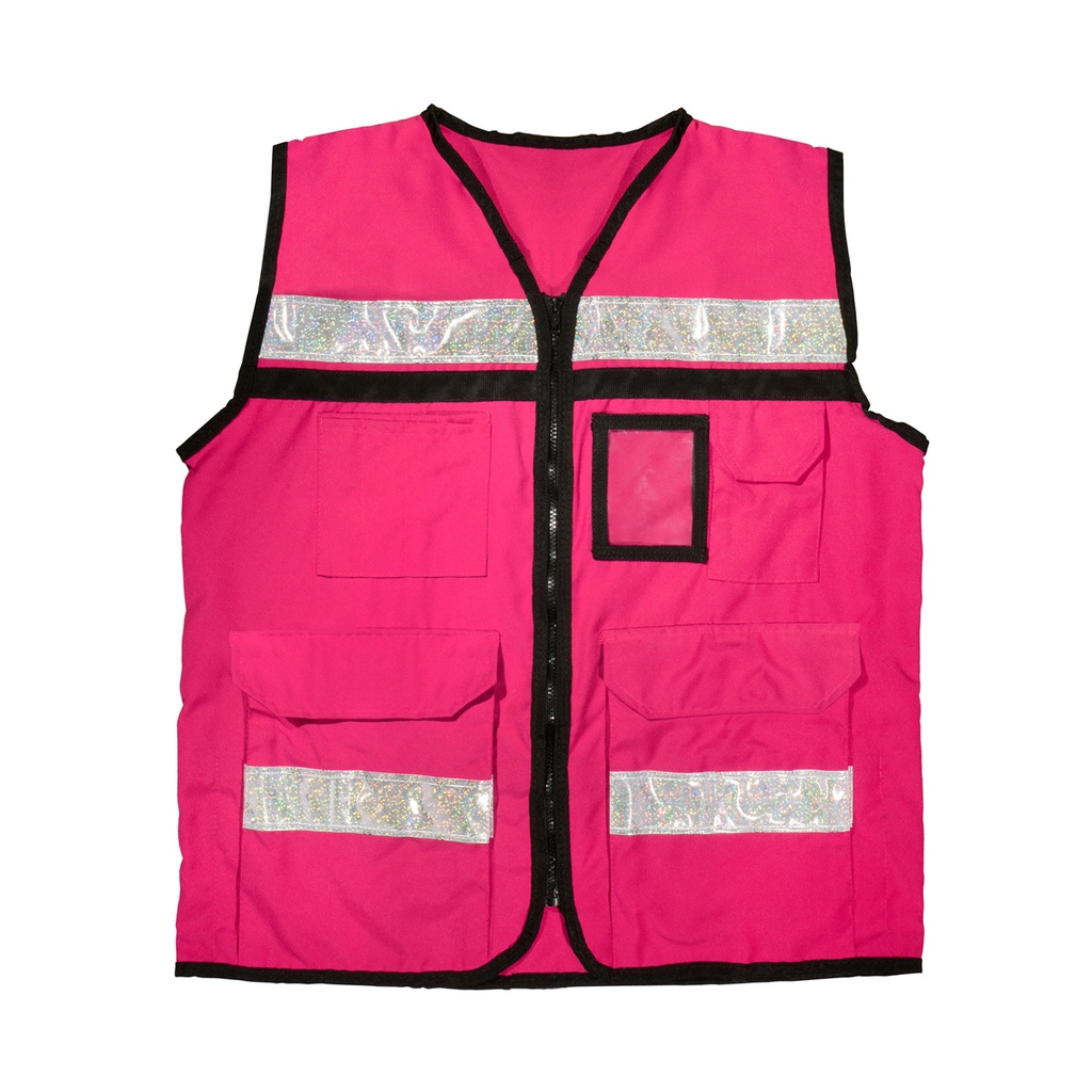 [USCH81] Chaleco de seguridad tipo supervisor cerrado con reflejante rosa CH