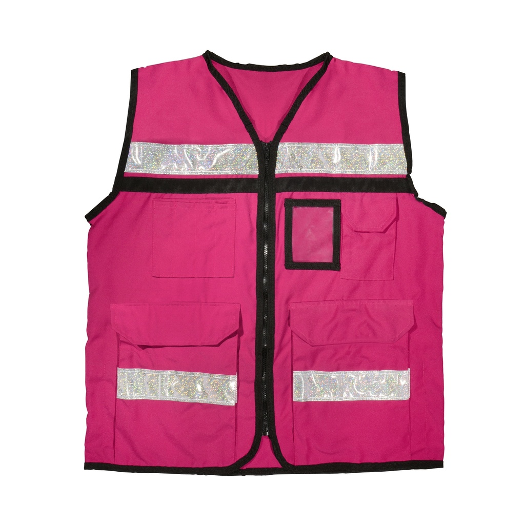 Chaleco de seguridad tipo supervisor cerrado con reflejante rosa M