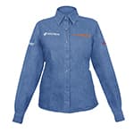 Camisa de mezclilla para dama, manga larga talla G, Truper CAM-MEZ-DLL
