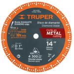 Disco de diamante de 14' x 2.6 mm para corte metal, Truper DID-4140