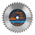Disco sierra 12' para madera, 40 dientes centro 1', Truper ST-1240E