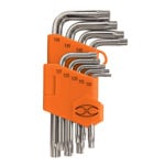 Juego de 9 llaves torx con organizador abatible, Truper TORX-9
