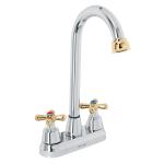 Mezcladora cromo-oro 4' p/lavabo, tipo bar, cruceta, Aqua AQM-61G