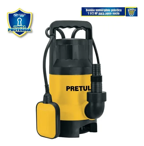 Bomba sumergible plástica 1 1/2 HP para agua sucia, Pretul BOS-1-1/2SPP 