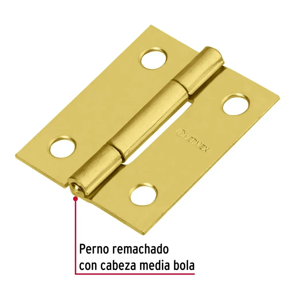 Bisagra rectangular 1-1/2' acero latonado, Hermex BR-151