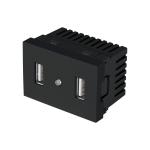 [47882] Toma con 2 puertos USB negro de 1.5 módulos, línea Lisboa C2USB-LN