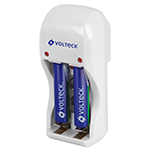 [46043] Cargador de pilas, AA, AAA y 9V incluye 2 pilas AAA, Volteck CA-RE-7