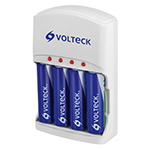 Cargador de pilas, AA, AAA y 9V, incluye 4 pilas AA, Volteck CA-RE-9