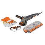 Esmeriladora 4-1/2' 950 W, discos, lentes y guantes, Truper COMBOE-4590N