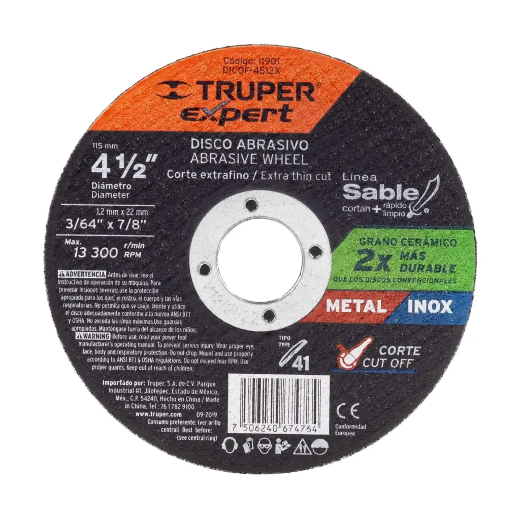 [11901] Disco Tipo 41 de 4-1/2' x 1.2 mm corte fino de metal, Expert DICOF-4512X  