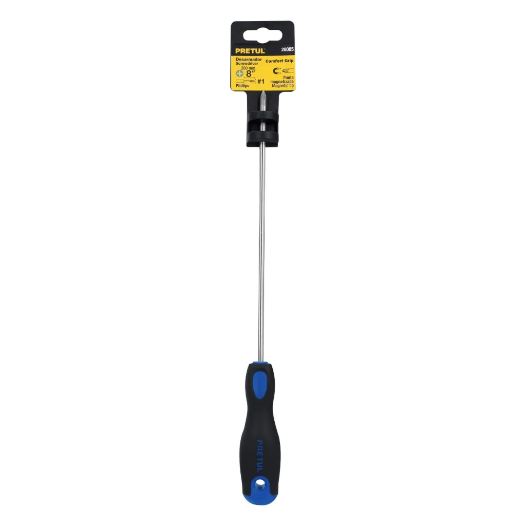 Desarmador de cruz 3/16' x 8' mango Comfort Grip, Pretul DP-3/16X8BP