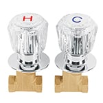 Juego 2 llaves empotrar, regadera, roscables, acrílico,Basic E-052A