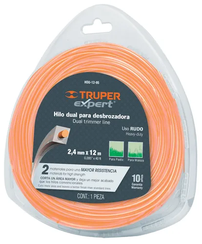 [15958] Rollo de hilo para desbrozadora, 2.4 mm x 12m, Truper Expert HDU-12-95